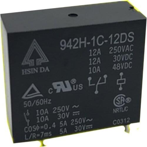 Free shipping 2pcs/lot 942H-1C-12DS 942H-1C-24DS 12A 5PINS power relay