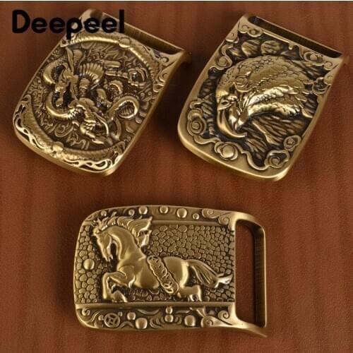 Deepeel 1Pc Solid Brass Metal Belt Buckle Men Women Waistband Head for Belts 37-38mm DIY Leather Craft Jeans Accessories YK159