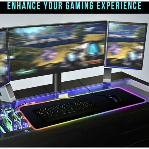 RGB Gaming Keyboard Mat Sensitivity Glowing LED Extended Mousepad for Computer