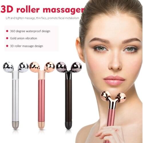 Face Roller Massager 24k Gold Vibrating Energy Beauty Bar Facial Lifting 3D Massage Rollers Anti Wrinkle Skin Care Beauty Stick