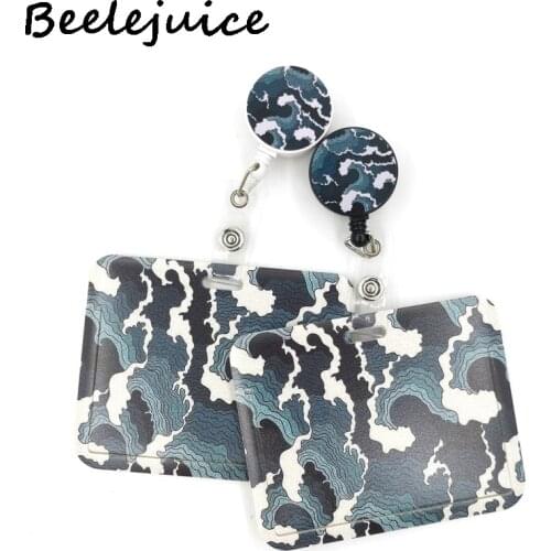 Kanagawa Hokusai Wave Cute Card Cover Clip Lanyard Retractable Student Nurse Badge Clip Cartoon ID Card Badge Holder accessories