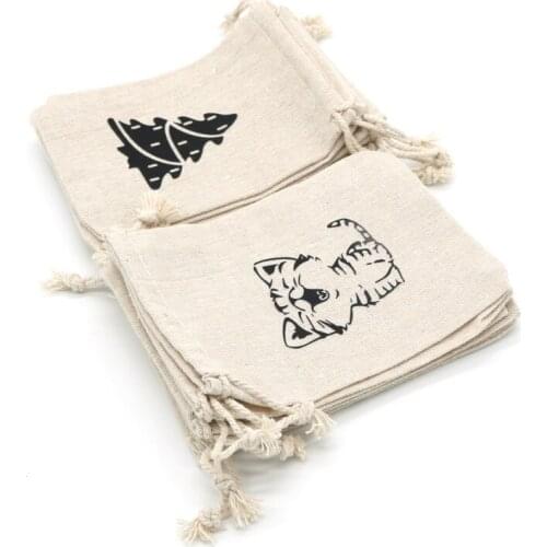 Reusable Cotton 50pcs 13x18cm/15x20cm Drawstring Shopping Bag Women Men Travel Shopper Tote Storage Bags Pringed pattern