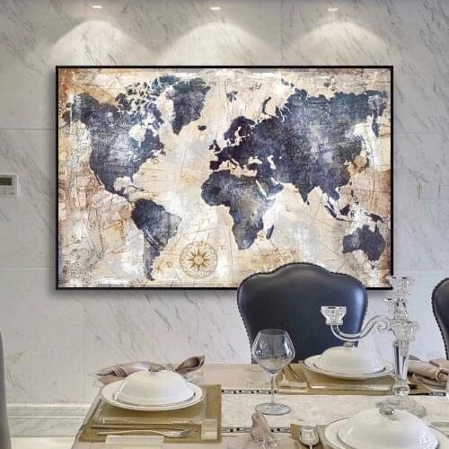 Vintage Nautical Map Canvas Painting Posters and Prints Abstract Wall Art Pictures Cuadros for Living Room Decor