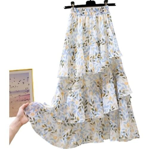ZG1748 summer 2021 new women fashion sweet Chiffon floral cake skirt female fishtail skirt cheap wholesale