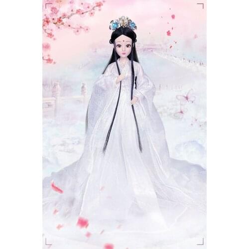 1/6 Scale 30cm Ancient Costume Hanfu Dress Long Hair Fairy Princess Barbi Doll Joints Body Model Toy Gift For Girl C1242D