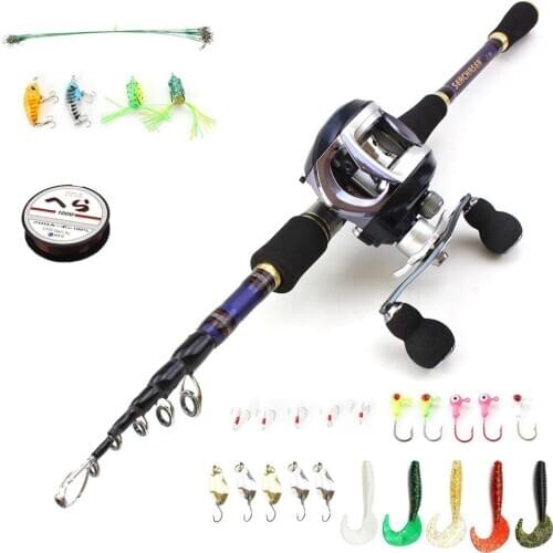1.8m 2.1m 2.4m 2.7m Carbon Fiber Casting Rod and Casting Reels set fishing rod hook line Baits Fishing Tackle Trout pole
