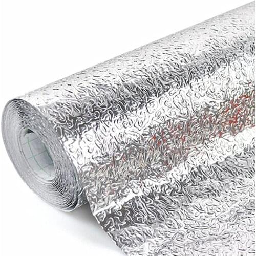 1Roll Kitchen Backsplash Wallpaper Aluminum Foil Self Adhesive OilProof Waterproof Heat Resistant Kitchen Stove Wall Sticker
