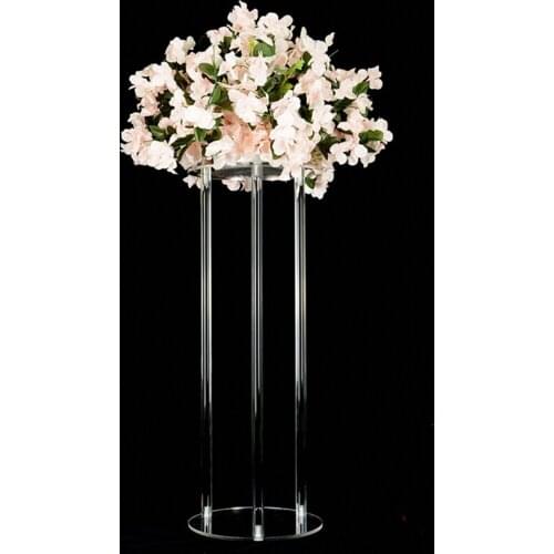 10pcs/ Lot Table Flower Stand 60 /80 /100 CM Tall Acrylic Crystal Wedding Road Lead Wedding Centerpiece Event Party Decoration