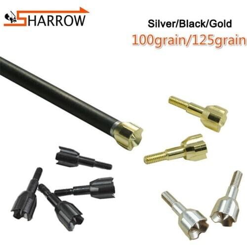 12/24pcs Arcehry 100/125grain Steel Arrowhead 3colors Solid Arrow Heads Shooting Trainig Broadheads Hunting Sports Accessories