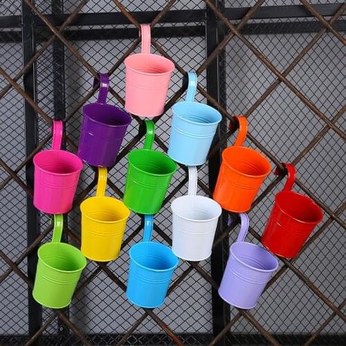 3/5/10 Pcs Metal Bucket Flower Planter Hanging Balcony Garden Fence Wall Flower Pots Hanger Plant Flower Nail Holder Home Decor