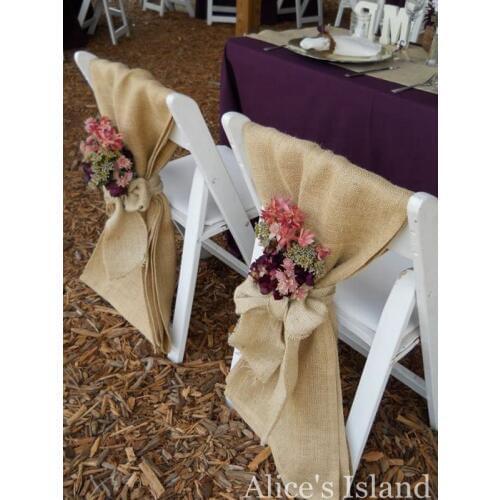 6PCS/lot Hessian Jute Burlap Chair Sashes Jute Chair Tie Bow Rustic Wedding decor vintage wedding decorationcenterpieces