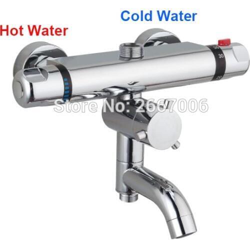 Free Shipping Brass Thermostatic Faucet Bathroom Shower Faucets Wall Mounted Bathtub Mixer Bath torneira banheiro GI926