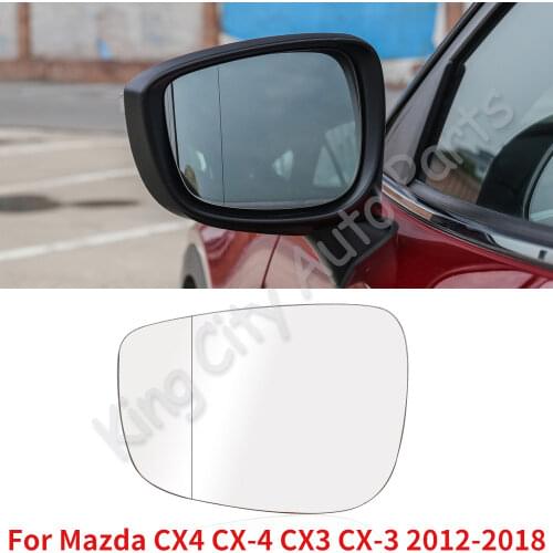 CAPQX For Mazda CX4 CX-4 CX3 CX-3 2012-2018 With heating Side Rearview Mirror Glass Rear view Reversing Mirror white Lens