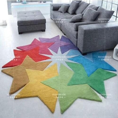 Colored stars and creative personality irregular shaped coffee table mats bedroom living room sofa bed thick carpet