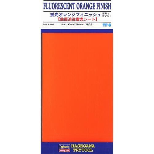 Hasegawa TF-06 #71806 Fluorescent Orange Finish 1 Sheet (Size: 90 X 200mm)