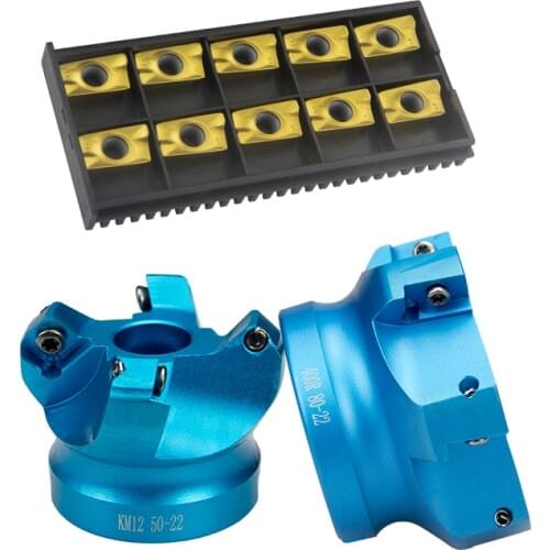 45 Angle KM12 /BAP 400R Face Aluminium Plane Head End Mill Milling Cutter SEKT1204 Insert CNC Machine High Hardness Tools 4Flute