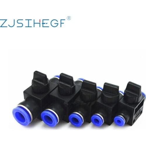 HVFF Pneumatic Fittings Hand Valve 4mm-12mm Connector Quick Push For Hose Tube Limiting Speed Control