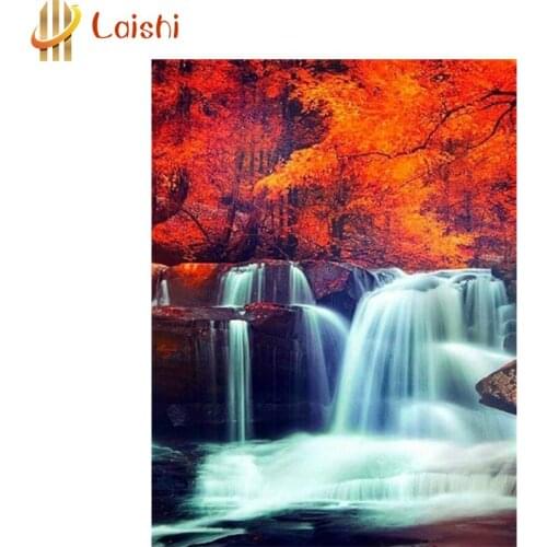 Caross Stitch KitDiamond Painting Naturl scenery mountain tree wterfall Embroidery Mosaic Picture Gift Bedroom Deacoration