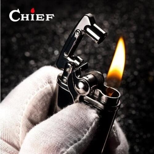 Vintage Metal Kerosene Lighter Ordinary Flame Flint Refillable Rocker Arm Ligher Cigarette Smoking Accessories Joint Roller