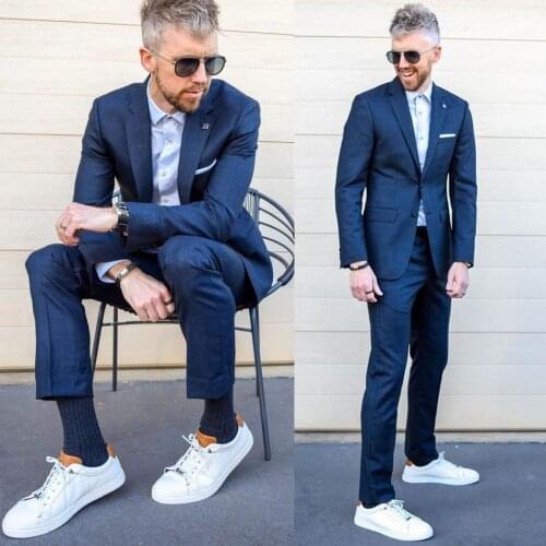 Handsome Mens Customized Wedding Tuxedos High Quality Two Button Jacket Business Party Prom Blazer Custom Two Piece