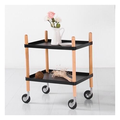 Kitchen Islands & Trolleys Kitchen Furniture Home Furniture plastic+solid wood Shelf trolley cart kitchen cart Nordic minimalist