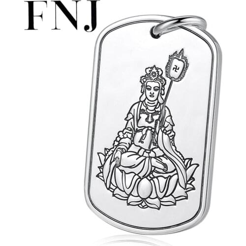 FNJ Punk Buddha Lotus Pendant 999 Silver Original Pure S999 Thai Silver Pendants Women for Jewelry Making 6mm Hole