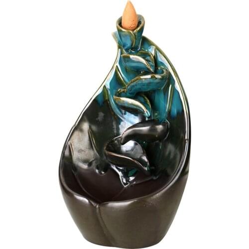 Backflow Incense Burner Ceramic Aromatherapy Furnace Smell Aromatic Home Office Incense Curved Road Crafts Tower Incense Holder