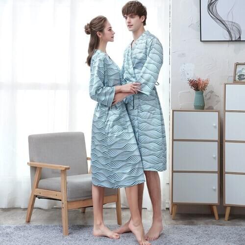 Summer Satin Couple Pajama Soft Silk Cool Thin Bathrobe Pijama Mujer Nightwear Daily Casual Robe домашняя одежда женская