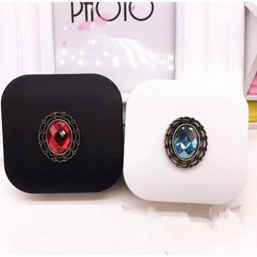 LIUSVENTINA Handmade DIY Alloy Cute Alloy Flower Gemstone Contact Lens Case with Mirror Container for Color Lenses Gift for Girl