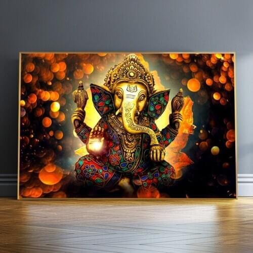 Lord Ganesha Canvas Paintings on the Wall Art Posters And Prints Hindu Gods Canvas Art Pictures Ganesh Art Posters Home Decor