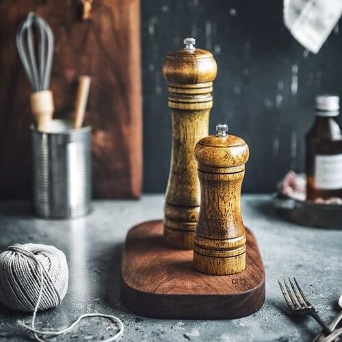 Wood Manual Pepper Grinder Salt and Pepper Mill Set Salt Shakers with Adjustable Ceramic Rotor 5/8 Inches Kitchen Mills Tools