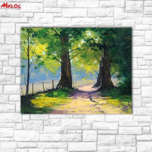 Wall Art Verdant tree Landscape painting Painting For Living Room Home Decoration Oil Painting On Canvas Wall Painting no fram
