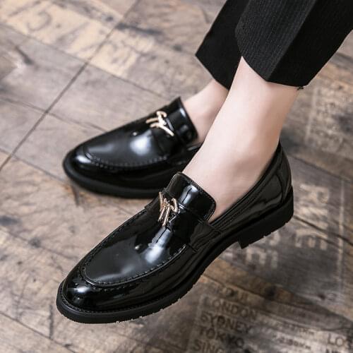 Gentle Men Shoes Moccasins For Men Patent Leather Formal Shoes Loafers Casual Skin Dress Mens Office Male Shoe Fashion Mens