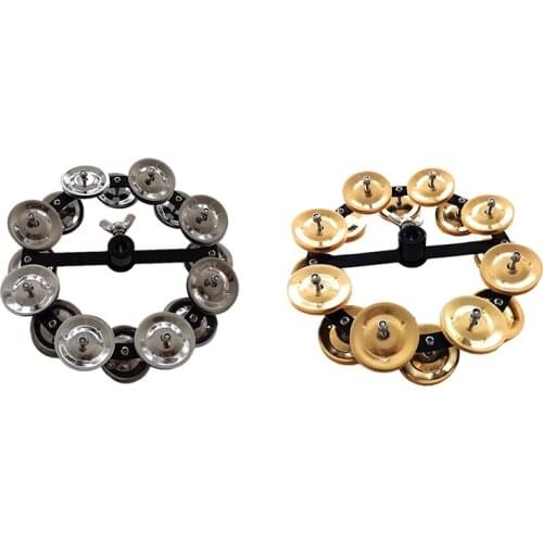 New Musical Kalimba Portable Percussion Hi-Hat Tambourine with Row Alloy Jingles Drum Set Musical Accessories