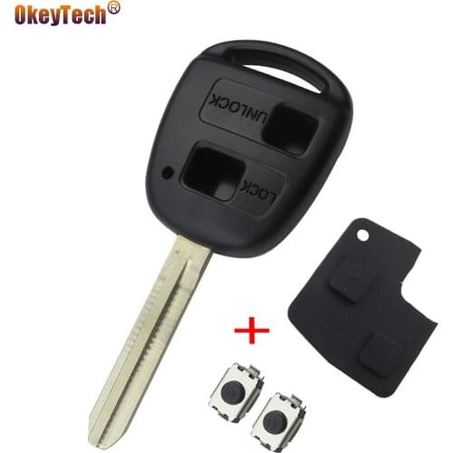 OkeyTech 2 Button Remote Key Fob Shell Case TOY43 for Toyota Camry Rav4 Avensis Yaris Auris Cover Replacement Rubber Pad Switch
