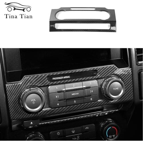 Fit for Ford Raptor F150 2015-2020 Car Styling 1 pc carbon fiber colorCar Interior Audio Volume Decoration Cover
