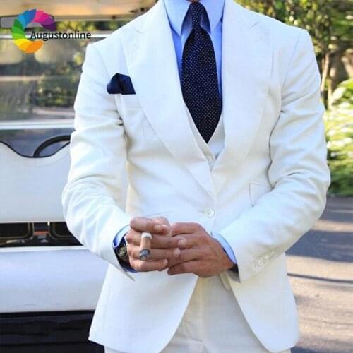 Casual White Men Suits For Wedding Suit Custom Slim Fit Groom Tailor Made Costumes Tuxedos Best Man Ternos Anzug Herren 3Pieces