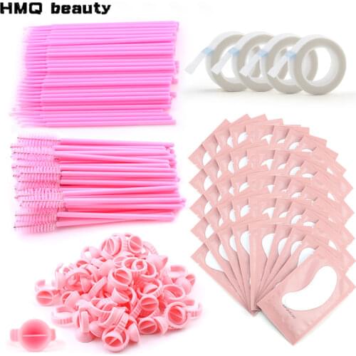 Eyelash Extension Supplies Set lashes Micro Brush Tape Glue Ring Eye Pad Disposable Mascara Applicator eyelashes Tool