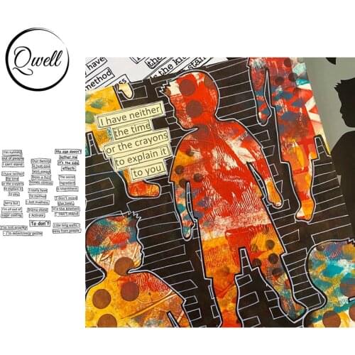 QWELL 7*8.5 inch Clear Silicone Stamps Numerous English Letter Words Phrase Banner DIY Scrapbooking Craft Paper Cards 2021 New