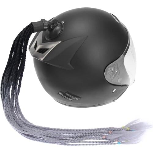 Motoforti 64cm Helmet Braids Decoration Women Decor Pigtail Gradient Braid Ponytail With Suction Cup for Motorcycle Motorbike