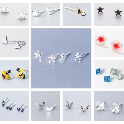 PONYKISS Trendy S925 Sterling Silver Zircon Minimlist Stud Earrings for Women Party Fine Jewelry Accessory wholesale Gift