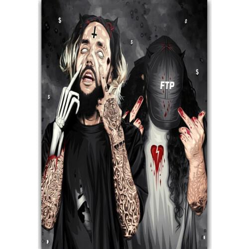 UICIDEBOY$ FTP Hip Hop Rapper Singer Star Silk Fabric Wall Poster Art Decor Sticker Bright