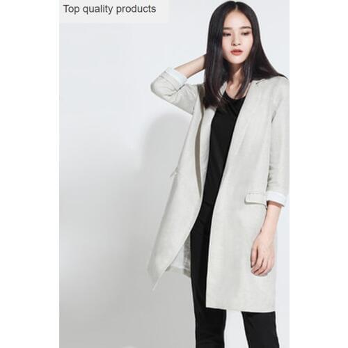 Windbreaker Female 2020 Spring Autumn Trench Coat Women Korean Linen Long Coats Office Lady Work Wear manteau femme LX420