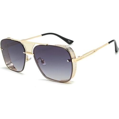 2020 New Vintage Steampunk Sunglasses Men Square Hollow Shape Metal Frame Women Steam Punk Shades Tea Champagne Sun Glasses