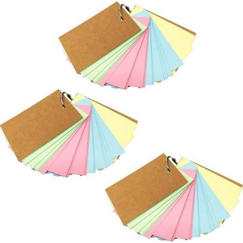 XRHYY 50Sheet Easy Flip Multicolor Kraft Paper Index Flash Card Writing Scratch Pad With Ring Binder For Study Note Pad Bookmark