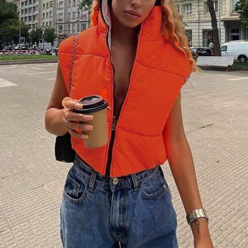 SEASONS Solid Jacket For Women Hipster Zipper Autumn Winter Reversible Wear Sleeveless Vest Casual Streetwear Female ASCO83750