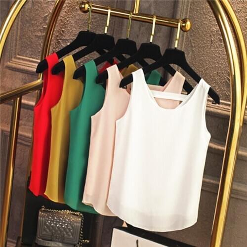 2020 Fashion Korean Chiffon Blouses Women Plus Size 5XL 6XL 7XL Loose blouse Sleeveless Tops 10 Colors Blouse Shirts ropa mujer