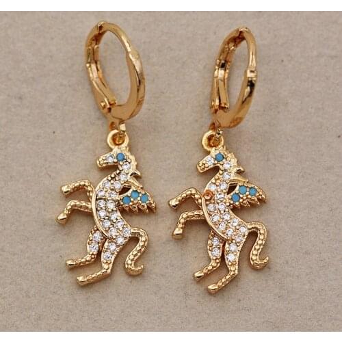 New Trendy Dangle Drop Gold Plated Earrings For Women Girls Animal Horse Earring Fashion Jewelry Accessories Party Wedding G