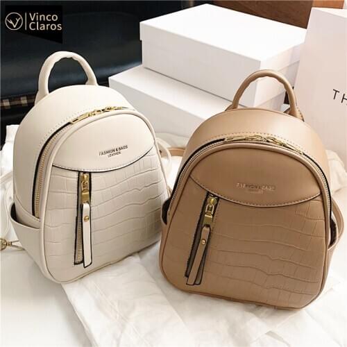 Small Leather Backpack Travel Backpacks Stone Pattern Women Backpack 2020 trend Fashion school bag Bookbag for Teenager Girls