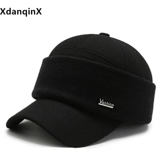 XdanqinX winter mens warm hat thick baseball caps for men earmuffs hats senior dads hat New casual brands hat snapback cap